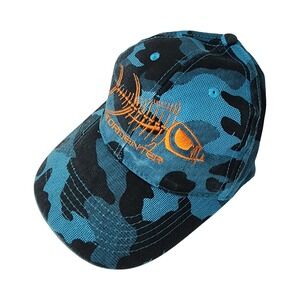 Tormenter Fishing Hat Mens Blue Camo Fish Skeleton Embroidered Adjustable Cap